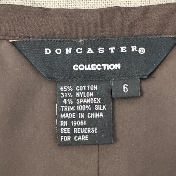 Doncaster Brown Lined Pencil Skirt Silk Trimmed Abstract Print Insets 6 - Picture 6 of 7